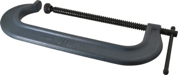 Wilton - Regular-Duty 12" Max Opening, 3-7/8" Throat Depth, Forged Steel Standard C-Clamp - 8,000 Lb Capacity, 1-1/8" Min Opening, Standard Throat Depth - Exact Tooling