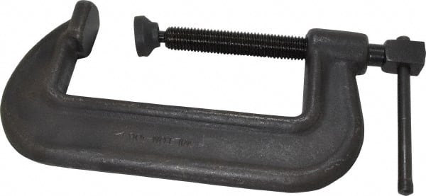 Wilton - Heavy-Duty 6" Max Opening, 2-1/2" Throat Depth, Forged Steel Standard C-Clamp - 11,250 Lb Capacity, 2" Min Opening, Standard Throat Depth, Cold Drawn Steel Screw - Exact Tooling