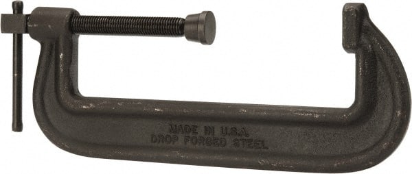 Wilton - Heavy-Duty 10" Max Opening, 2-7/8" Throat Depth, Forged Steel Standard C-Clamp - 13,750 Lb Capacity, 6" Min Opening, Standard Throat Depth, Cold Drawn Steel Screw - Exact Tooling