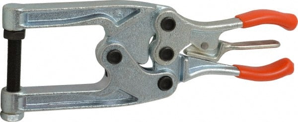Lapeer - 544.31 Kg Load Capacity, 2-1/4" Throat Depth, 8-3/8" OAL, Carbon Steel, C Style Plier Clamp - 1-3/4" Max Jaw Capacity, 3/8-24 Spindle, 1.22" Open Throat Height, Orange Handle, Spindle End - Exact Tooling
