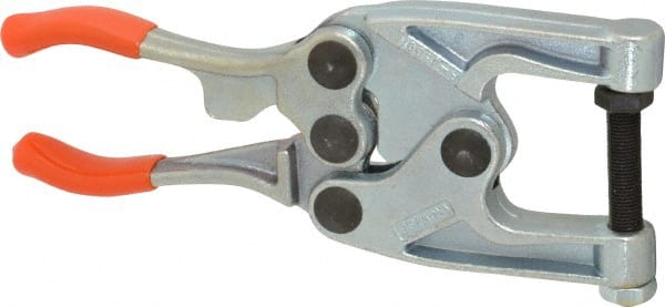 Lapeer - 816.47 Kg Load Capacity, 1-1/4" Throat Depth, 7-3/8" OAL, Carbon Steel, C Style Plier Clamp - 1-3/4" Max Jaw Capacity, 3/8-24 Spindle, 1.25" Open Throat Height, Orange Handle, Spindle End - Exact Tooling