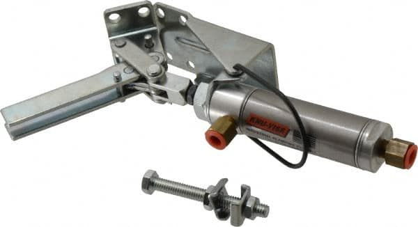 Lapeer - 100 Lb Inner Hold Capacity, Horiz Mount, Air Power Hold-Down Toggle Clamp - 1/8 NPTF Port, 110° Bar Opening, 1-3/8" Height Under Bar - Exact Tooling