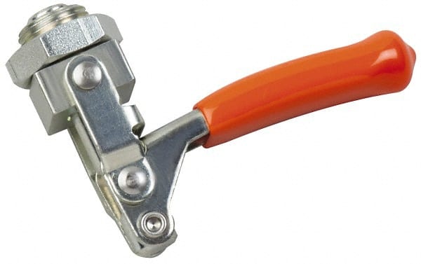 Lapeer - 250 Lb Load Capacity, Mounting Plate Base, Carbon Steel, Standard Straight Line Action Clamp - 3/8" Plunger Diam, Straight Handle - Exact Tooling