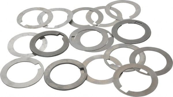 Precision Brand - 1-1/2 Inch Inside Diameter, 2-1/8 Inch Outside Diameter, 3/8 Inch Keyway Width, Steel Machine Tool Arbor Spacer Set - 0.001 to 0.125 Inch Thick, Use with Gang Cutters, Grinding Tools, Milling Cutters, Saws, Slitting Blades, 19 Pieces - Exact Tooling