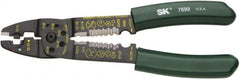 SK - 8-1/2" OAL, 10 AWG Capacity, Crimper/Cutter - 1" Jaw Length x 1/8" Jaw Width, Plastisol Handle - Exact Tooling