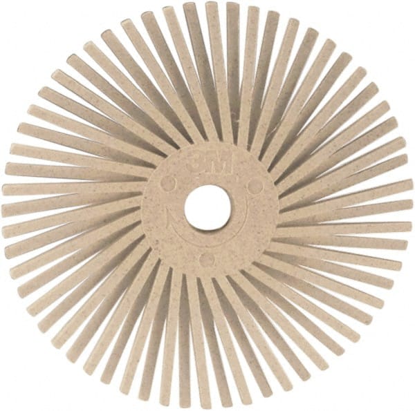 3M - 3" 120 Grit Ceramic Tapered Disc Brush - Fine Grade, Plain Hole Connector, 1" Trim Length, 0.37" Arbor Hole - Exact Tooling