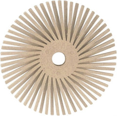 3M - 3" 120 Grit Ceramic Tapered Disc Brush - Fine Grade, Plain Hole Connector, 1" Trim Length, 0.37" Arbor Hole - Exact Tooling