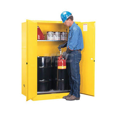 Justrite - Drum Cabinets; Number of Drums: 2 ; Storage Direction: Vertical ; Door Type: Manual-Closing ; Number of Shelves: 1 ; Height (Inch): 65 ; Width (Inch): 43 - Exact Tooling