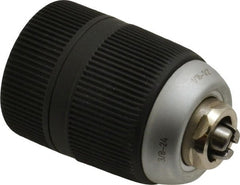 Accupro - 3/8-24, 1/16 to 1/2" Capacity, Threaded Mount Drill Chuck - Keyless, 43mm Sleeve Diam, 65mm Open Length - Exact Tooling