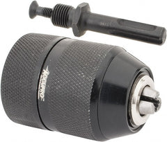 Accupro - 1/16 to 1/2" Capacity, Integral Shank Drill Chuck - Keyless, SDS Plus Shank, 43mm Sleeve Diam, 62.5mm Open Length - Exact Tooling