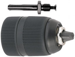 Accupro - 1/16 to 1/2" Capacity, Integral Shank Drill Chuck - Keyless, SDS Plus Shank, 42mm Sleeve Diam, 65mm Open Length - Exact Tooling