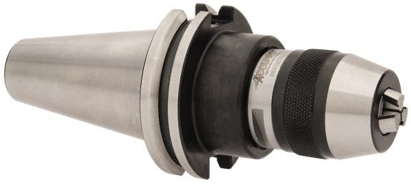 Accupro - CAT40, 1/64 to 5/16" Capacity, Integral Shank Drill Chuck - Keyless, Taper Shank, 38mm Sleeve Diam, 82mm Open Length - Exact Tooling