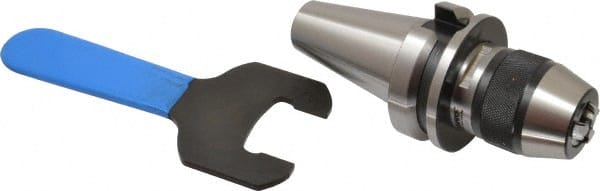 Accupro - BT40, 1/32 to 3/8" Capacity, Integral Shank Drill Chuck - Keyless, Taper Shank, 43mm Sleeve Diam, 79mm Open Length - Exact Tooling