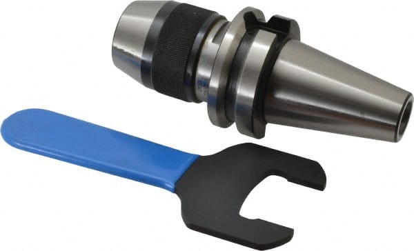 Accupro - BT40, 1/32 to 1/2" Capacity, Integral Shank Drill Chuck - Keyless, Taper Shank, 48mm Sleeve Diam, 86mm Open Length - Exact Tooling
