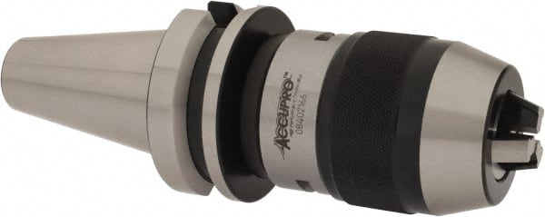 Accupro - BT40, 1/8 to 5/8" Capacity, Integral Shank Drill Chuck - Keyless, Taper Shank, 55mm Sleeve Diam, 105mm Open Length - Exact Tooling