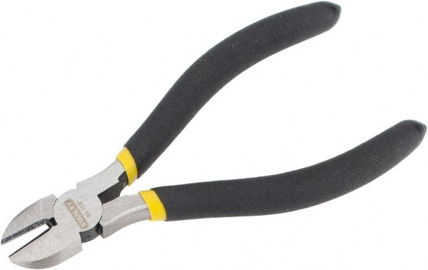 Stanley - 5-5/8" OAL, 5/16" Capacity, Cutting Pliers - 47/64" Jaw Length x 45/64" Jaw Width, Round Head, Cushion Grip Handle - Exact Tooling