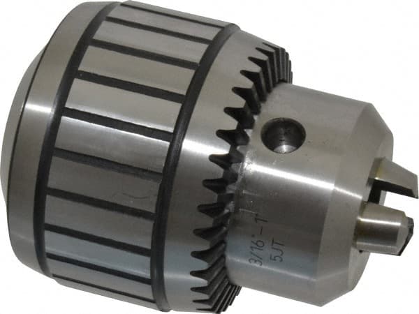 Accupro - JT5, 13/64 to 1" Capacity, Tapered Mount Steel Drill Chuck - Keyed, 93mm Sleeve Diam, 112mm Open Length - Exact Tooling