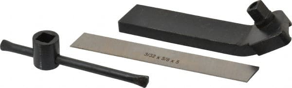 Value Collection - 3/32 Inch Blade Width x 5/8 Inch Blade Height, Right Hand Cutting Direction, Cutoff Blade Holder - 5 Inch Long x 3/8 Inch Wide x 7/8 Inch High, Steel - Exact Tooling