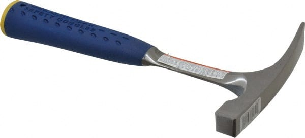 Estwing - 1 Lb Head Bricklayer's Hammer - 11" OAL, Steel Handle with Grip, 3/4" Face Diam - Exact Tooling
