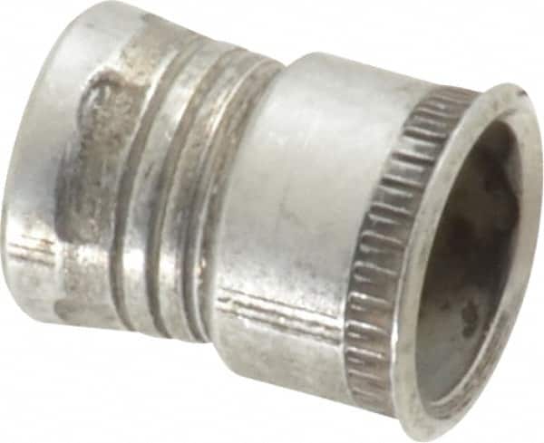 Made in USA - #10-32 UNF, Cadmium-Plated, Aluminum Knurled Rivet Nut Inserts - 0.03" to 0.09" Grip, 9/32" Drill Size, 0.36" Body Diam - Exact Tooling