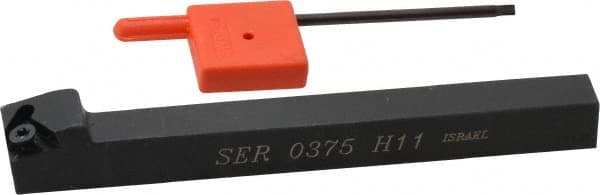 Carmex - External Thread, Right Hand Cut, 3/8" Shank Width x 0.38" Shank Height Indexable Threading Toolholder - 4" OAL, 11ER Insert Compatibility, SE Toolholder, Series SER - Exact Tooling