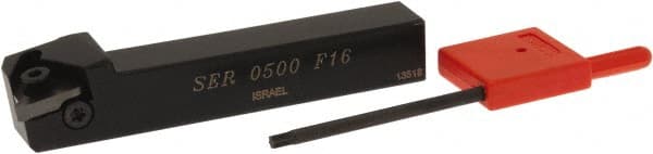 Carmex - External Thread, Right Hand Cut, 1/2" Shank Width x 1/2" Shank Height Indexable Threading Toolholder - 3-1/4" OAL, 16ER Insert Compatibility, SE Toolholder, Series SER - Exact Tooling