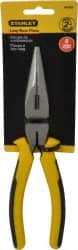 Stanley - 8-1/4" OAL, Cutting Pliers - 2-29/64" Jaw Length x 15/16" Jaw Width, Long Nose Head, Molded Plastic Handle - Exact Tooling