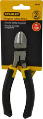 Stanley - 6-3/8" OAL, Cutting Pliers - 15/16" Jaw Length x 53/64" Jaw Width, Round Head, Thermo Plastic Elastomer (TPE) Handle - Exact Tooling