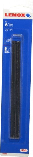 Lenox - 6" Long, 32 Teeth per Inch, Bi-Metal Hand Hacksaw Blade - Toothed Edge, 1/4" Wide x 0.014" Thick - Exact Tooling