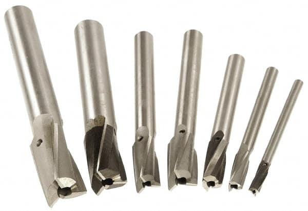 Value Collection - 7 Piece, 3 Flutes, Straight Shank, Interchangeable Pilot Counterbore Set - Exact Tooling