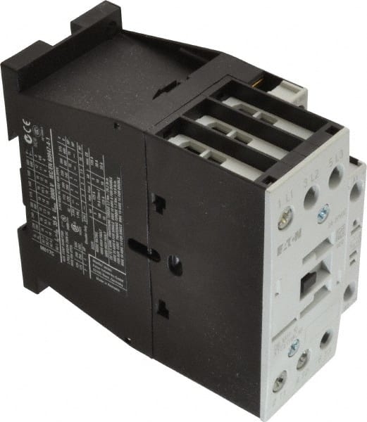 Eaton Cutler-Hammer - 3 Pole, 24 to 27 Coil VDC, 40 Amp, Nonreversible Open Enclosure IEC Contactor - 1 Phase hp: 2 at 115 V, 2 at 200 V, 3 at 230 V, 3 Phase hp: 10 at 460 V, 15 at 575 V, 5 at 200 V, 5 at 230 V, 18 Amp Inductive Load Rating Listed - Exact Tooling