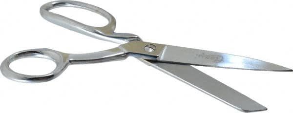 Clauss - 3-1/2" LOC, 8" OAL Chrome Plated Standard Shears - Right Hand, Chrome Plated Offset Handle, For General Purpose Use - Exact Tooling