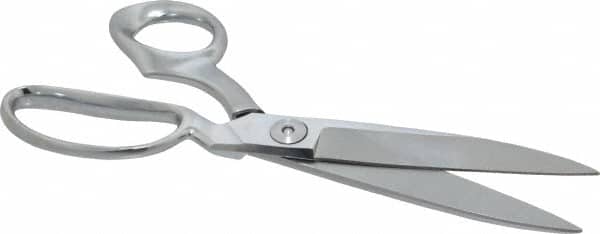 Clauss - 4-1/2" LOC, 10" OAL Chrome Plated Standard Shears - Right Hand, Chrome Plated Offset Handle, For General Purpose Use - Exact Tooling