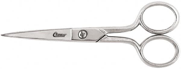 Clauss - 2" LOC, 5" OAL Chrome Plated Standard Scissors - Ambidextrous, Chrome Plated Straight Handle, For Sewing - Exact Tooling