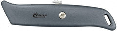 Clauss - Retractable Utility Knife - 2-1/4" Blade, Gray Steel Handle, 1 Blade Included - Exact Tooling