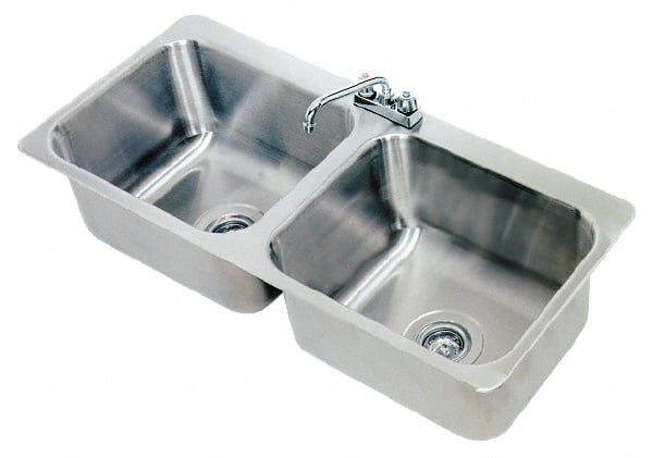 Advance Tabco - 20" Long x 16" Wide Inside, 2 Compartment, Stainless Steel Stainless Steel Drop In Sink - 18 Gauge, 45-1/2" Long x 20-1/2" Wide Outside, 8" Deep - Exact Tooling
