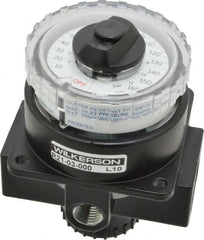 Wilkerson - 3/8 NPT Port, 180 CFM, Zinc Dial Air Regulator - 5 to 160 psi Range, 300 Max psi Supply Pressure, 1/4" Gauge Port Thread, 3.2" Wide x 4.19" High - Exact Tooling
