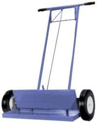 Made in USA - 36" Long Push Magnetic Sweeper with Wheels - 4-1/2" Wide x 1-1/2" High x 48" Long, 10" Wheel Diam, 2-1/2" Clearance - Exact Tooling