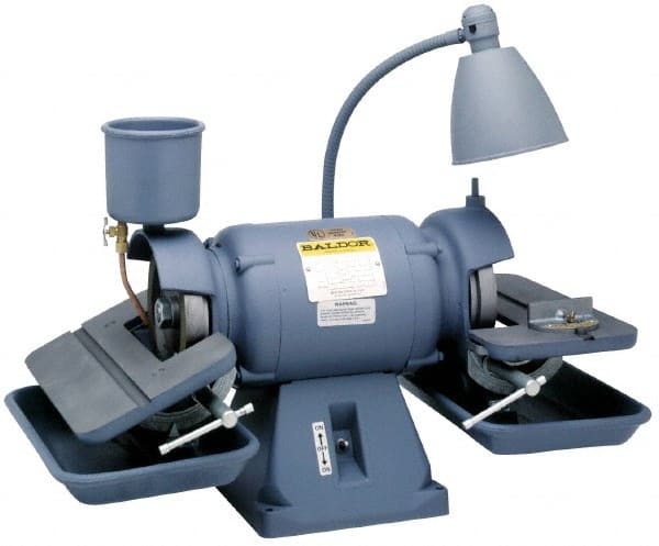Baldor - 6" Wheel Diam x 1" Wheel Width, 1/2 hp Bench Grinder - 1-1/4" Arbor Hole Diam, 3 Phase, 3,600 Max RPM, 208 to 230/460 Volts - Exact Tooling