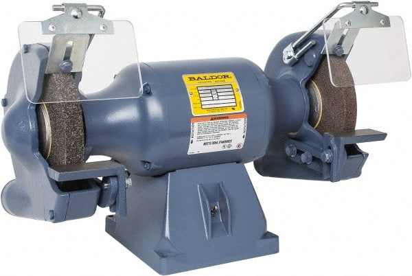 Baldor - 8" Wheel Diam x 1" Wheel Width, 3/4 hp Grinder - 3/4" Arbor Hole Diam, 1 Phase, 1,800 Max RPM, 115/230 Volts - Exact Tooling