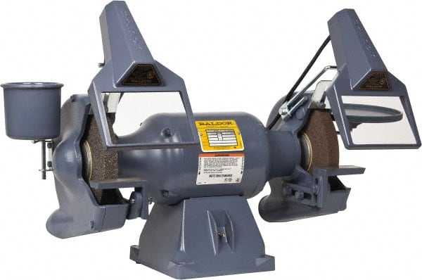 Baldor - 8" Wheel Diam x 1" Wheel Width, 3/4 hp Grinder - 3/4" Arbor Hole Diam, 1 Phase, 3,600 Max RPM, 115/230 Volts - Exact Tooling