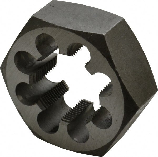 Interstate - 1-7/16 - 16 UNS Thread, 2-9/16" Hex, Right Hand Thread, Hex Rethreading Die - Carbon Steel, 1" Thick - Exact Tooling