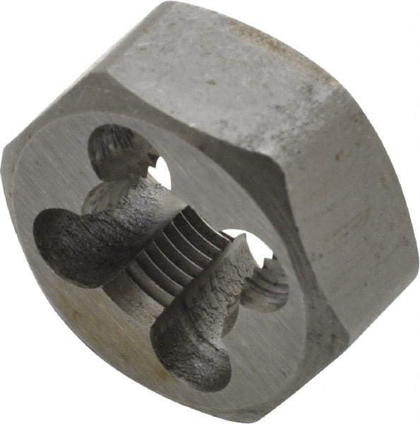Interstate - 3/8-28 UNS Thread, 25/32" Hex, Right Hand Thread, Hex Rethreading Die - Carbon Steel, 3/8" Thick - Exact Tooling