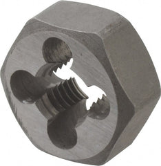 Interstate - M9x1.25 Metric Coarse Thread, 25/32" Hex, Right Hand Thread, Hex Rethreading Die - Carbon Steel, 3/8" Thick - Exact Tooling