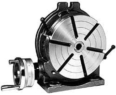 Yuasa - 16" Table Diam, Vertical Rotary Machining Table - 255.02mm Centerline Height, 5MT Center Taper, 16mm T-Slot Width, 90:1 Gear Ratio - Exact Tooling