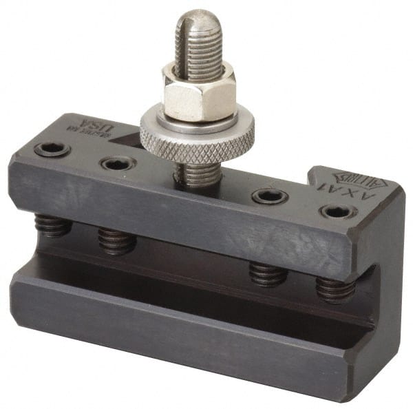 Aloris - Series EA, #1 Turning & Facing Tool Post Holder - 25" & Up Lathe Swing, 4" OAH x 7" OAL, 1-1/2" Max Tool Cutting Size, 2-11/16" Centerline Height - Exact Tooling