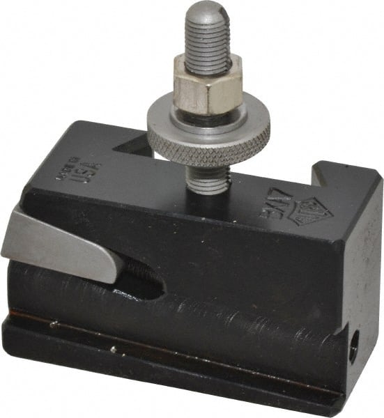 Aloris - Series BXA, #7 Universal Parting Blade Tool Post Holder - 10 to 15" Lathe Swing, 1-3/4" OAH, 11/16" Max Tool Cutting Size, 1" Centerline Height - Exact Tooling