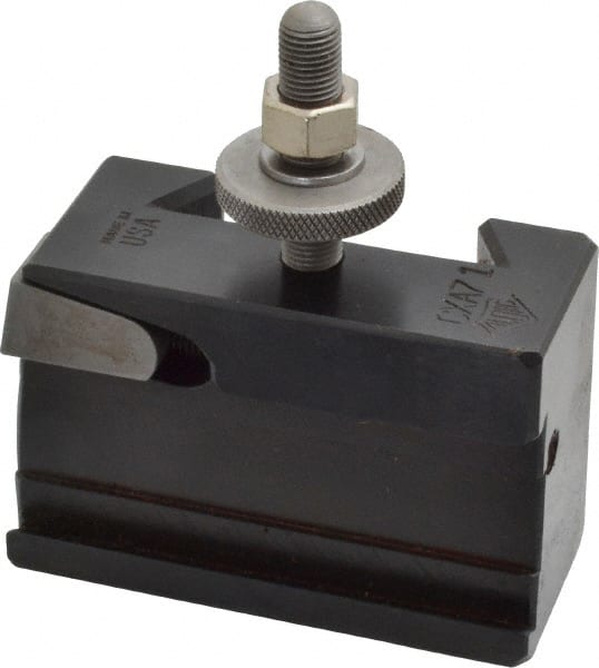 Aloris - Series CXA, #71 Cut-Off & Grooving Tool Post Holder - 13 to 18" Lathe Swing, 2-3/8" OAH, 1/4" Max Tool Cutting Size, 1-15/16" Centerline Height - Exact Tooling