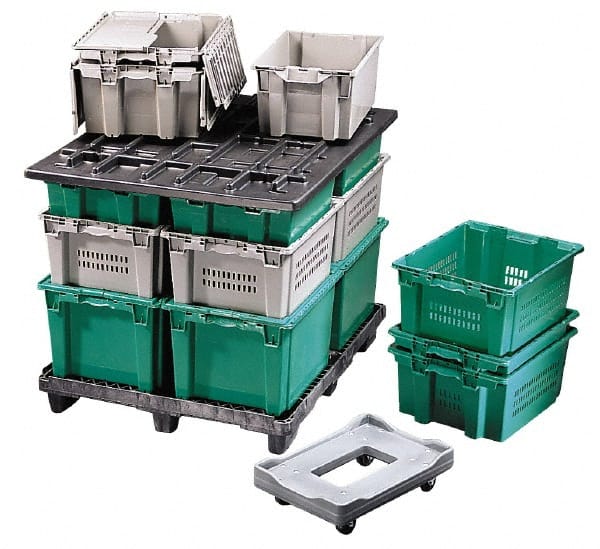 Orbis - 1 Cu Ft, 40 Lb Load Capacity Gray Polyethylene Tote Container - Stacking, Nesting, 23.6" Long x 15.8" Wide x 7.1" High - Exact Tooling