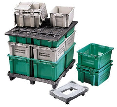 Orbis - 1 Cu Ft, 40 Lb Load Capacity Gray Polyethylene Tote Container - Stacking, Nesting, 23.6" Long x 15.8" Wide x 7.1" High - Exact Tooling